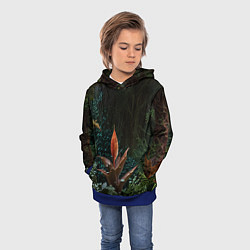 Толстовка-худи детская Объемные растения, цвет: 3D-синий — фото 2