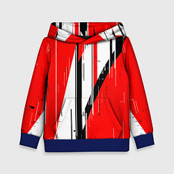 Детская толстовка Чёрно-белые вертикальные полосы на красном фоне