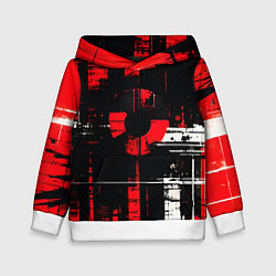 Детская толстовка Красно-белый гранж на чёрном фоне