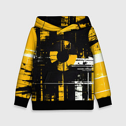 Детская толстовка Жёлто-белый гранж на чёрном фоне