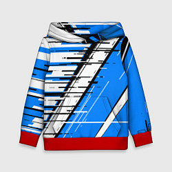 Детская толстовка Чёрно-белые глитч полосы на синем фоне