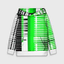 Детская толстовка Белые полосы на зелёно-чёрном фоне
