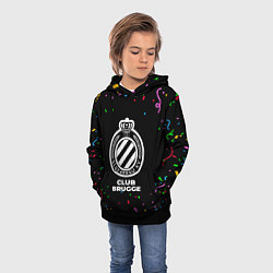 Толстовка-худи детская Club Brugge конфети, цвет: 3D-черный — фото 2