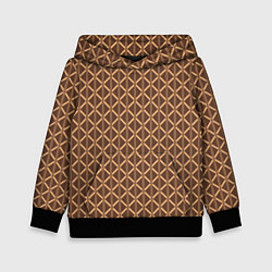 Толстовка-худи детская Светлый коричневый полосы-ромбы, цвет: 3D-черный
