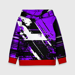 Толстовка-худи детская Diagonal black and white stripes on a purple backg, цвет: 3D-красный