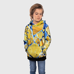 Толстовка-худи детская Жёлто-синяя абстракция, цвет: 3D-черный — фото 2