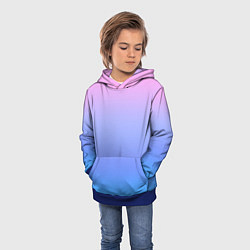 Толстовка-худи детская Градиент мягкий розовый в голубой перелив, цвет: 3D-синий — фото 2