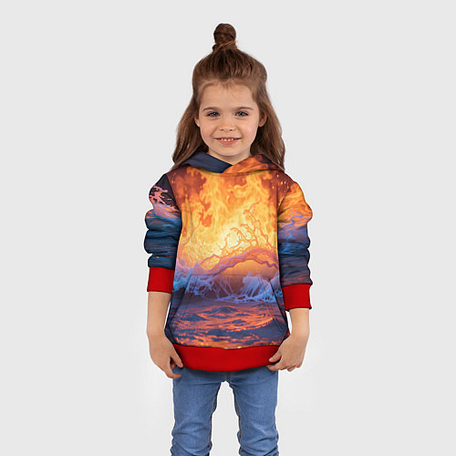 Детская толстовка Стихия огня и воды / 3D-Красный – фото 4