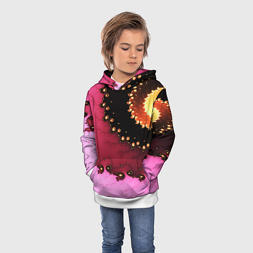 Детская толстовка Фрактал узор розовый / 3D-Белый – фото 3
