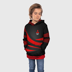 Толстовка-худи детская Mitsubishi - красная волна, цвет: 3D-красный — фото 2