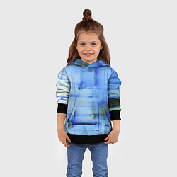 Толстовка-худи детская Чёрные пятна на синем фоне абстракция, цвет: 3D-черный — фото 2