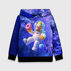 Толстовка-худи детская Homer Simpson is a brave astronaut, цвет: 3D-черный