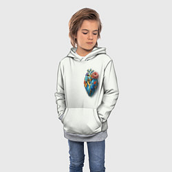 Толстовка-худи детская Металлическое сердце кораллы и цветы, цвет: 3D-меланж — фото 2
