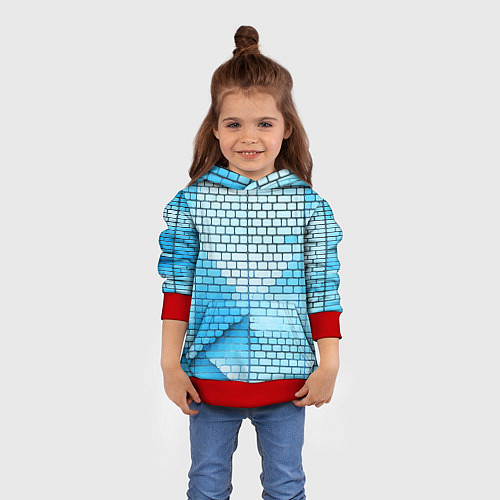 Детская толстовка Синие кирпичики / 3D-Красный – фото 4