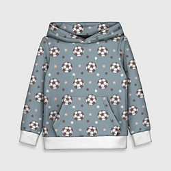 Детская толстовка Футбольные мячи и звезды на голубом