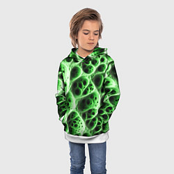 Толстовка-худи детская Зелёная пористая структура, цвет: 3D-белый — фото 2