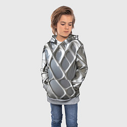Толстовка-худи детская Полированный металл серебряный, цвет: 3D-меланж — фото 2