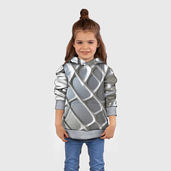 Толстовка-худи детская Полированный металл серебряный, цвет: 3D-меланж — фото 2
