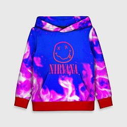 Толстовка-худи детская Nirvana neon flame, цвет: 3D-красный