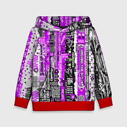 Детская толстовка Киберпанк паттерн фиолетовый