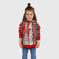Толстовка-худи детская Киберпанк паттерн красный, цвет: 3D-красный — фото 2