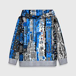Детская толстовка Киберпанк паттерн синий