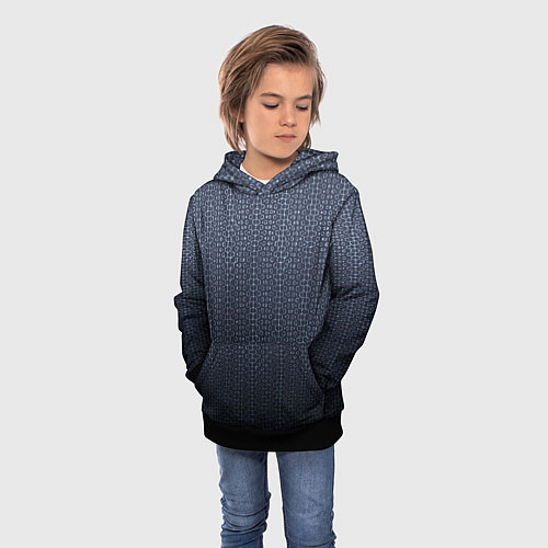 Детская толстовка Тёмный серо-синий градиент текстурированный с узор / 3D-Черный – фото 3