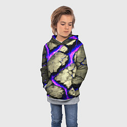 Толстовка-худи детская Треснувший камень фиолетовый, цвет: 3D-меланж — фото 2