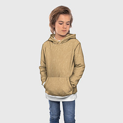 Толстовка-худи детская Песчаный бежевый текстурный, цвет: 3D-белый — фото 2