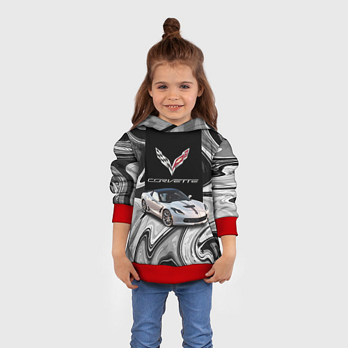 Детская толстовка Chevrolet Corvette - motorsport racing team / 3D-Красный – фото 4