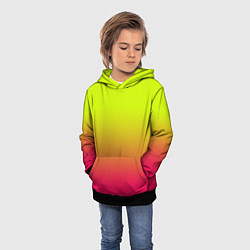 Толстовка-худи детская Градиент салатовый в розовый, цвет: 3D-черный — фото 2