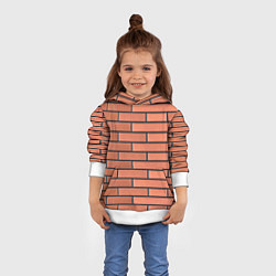 Толстовка-худи детская Кирпичная кладка строителя от Бога, цвет: 3D-белый — фото 2