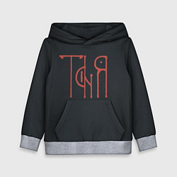 Толстовка-худи детская Таня - красная надпись вязью, цвет: 3D-меланж