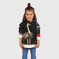 Толстовка-худи детская Страус, цвет: 3D-белый — фото 2