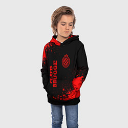 Толстовка-худи детская Club Brugge - red gradient вертикально, цвет: 3D-черный — фото 2