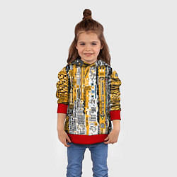 Толстовка-худи детская Cyberpunk pattern yellow, цвет: 3D-красный — фото 2
