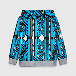 Детская толстовка Чёрно-синие техно полосы на белом фоне