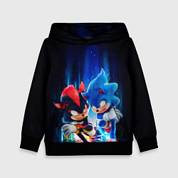 Толстовка-худи детская Соник и Шэдоу бегут наперегонки, цвет: 3D-черный