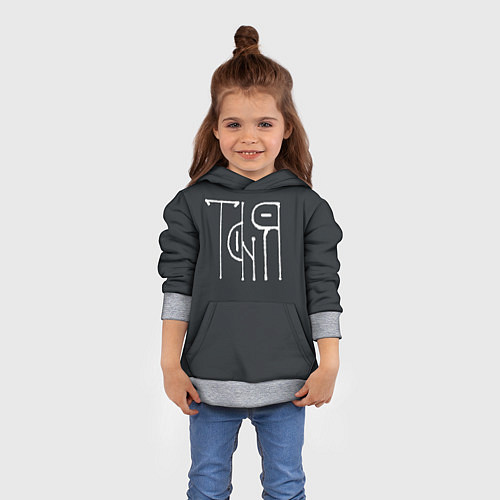 Детская толстовка Таня вязью - белая надпись / 3D-Меланж – фото 4