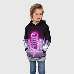 Толстовка-худи детская Розовый неоновый микрофон, цвет: 3D-меланж — фото 2