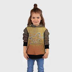 Толстовка-худи детская Конь на тетрадном листе, цвет: 3D-черный — фото 2