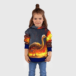 Толстовка-худи детская Страус эму в огне, цвет: 3D-синий — фото 2