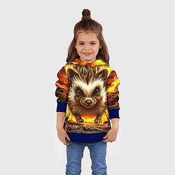 Толстовка-худи детская Еж в огне, цвет: 3D-синий — фото 2