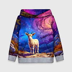 Толстовка-худи детская Козлик на звездом небе, цвет: 3D-меланж