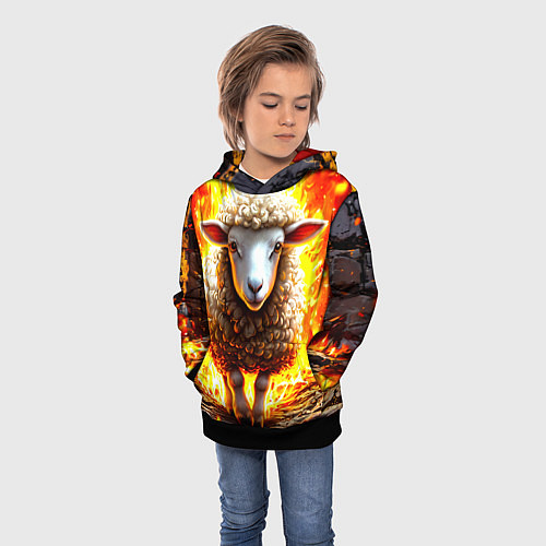 Детская толстовка Овечка в огне / 3D-Черный – фото 3