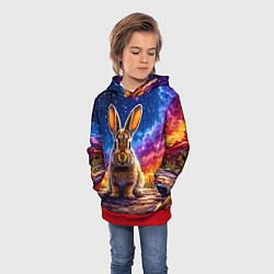 Толстовка-худи детская Зачик и космическое небо, цвет: 3D-красный — фото 2