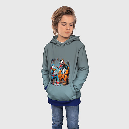 Детская толстовка Two dudes - Venom and Spider-Duck / 3D-Синий – фото 3
