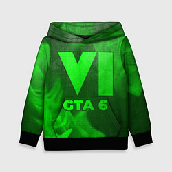 Толстовка-худи детская GTA 6 - green gradient, цвет: 3D-черный