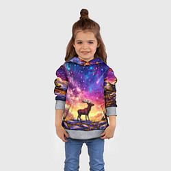 Толстовка-худи детская Лось и звездное небо, цвет: 3D-меланж — фото 2
