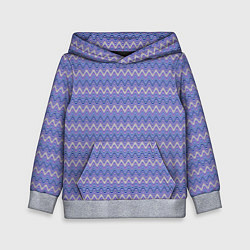 Толстовка-худи детская Нежный сине-сиреневый волнистые полосы, цвет: 3D-меланж
